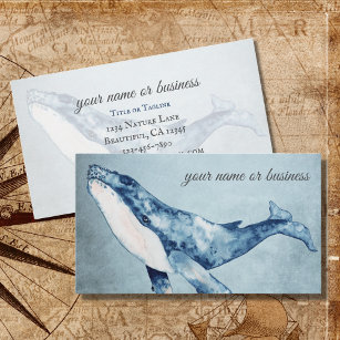 Watercolor Humpback Whale Ocean Beach Business Card