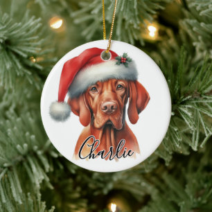 Watercolor Hungarian Vizsla Dog Personalized Ceramic Ornament