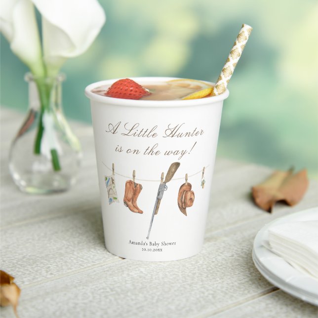 Watercolor Hunter Baby Shower Paper Cups (Insitu)
