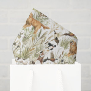 Watercolor Hunting Dog Pattern Rustic Woodland Tissue Paper