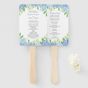 Watercolor Hydrangea Blue Floral Ceremony Hand Fan