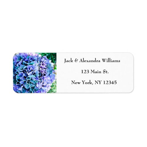 Watercolor Hydrangea Blue Floral return address Label