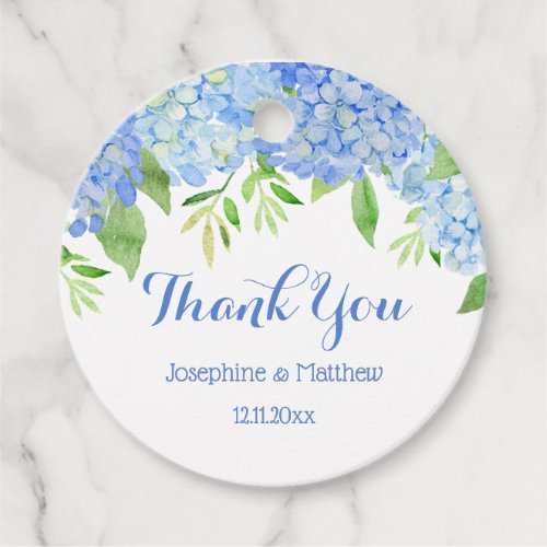 Watercolor Hydrangea Blue Floral Wedding Favor Tags