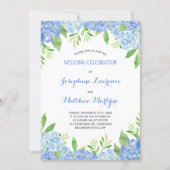Watercolor Hydrangea Blue Floral Wedding Invitation (Front)