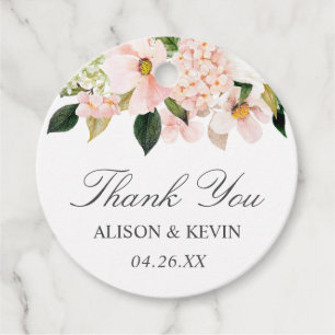Watercolor Hydrangea Blush Pink Floral Thank You Favor Tags
