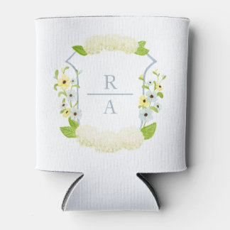 Watercolor Hydrangea Crest Bottle Sticker Can Cooler