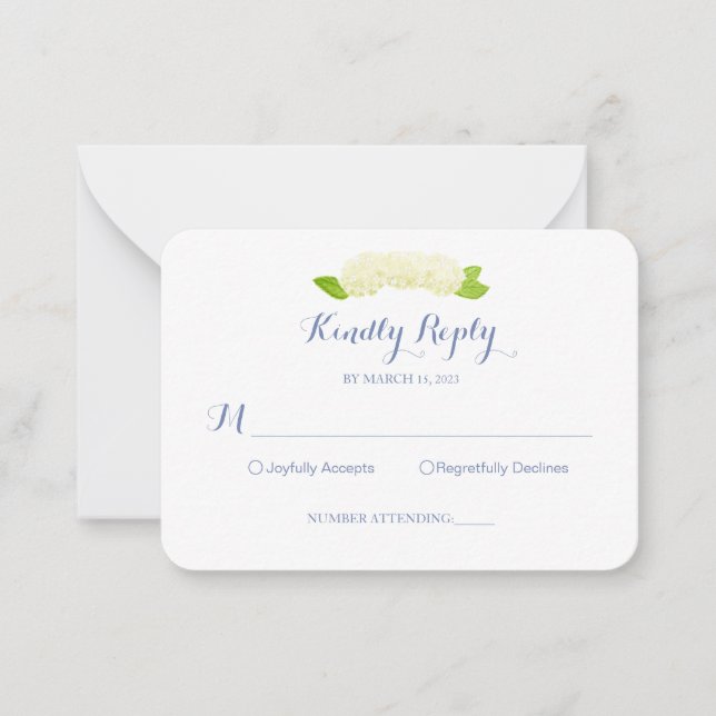 Watercolor Hydrangea Crest Reply Card (Front)