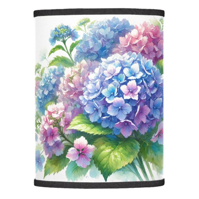 Watercolor Hydrangea floral Blue Flowers Summer Lamp Shade (Front)