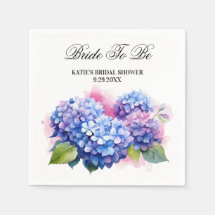 Watercolor Hydrangea Floral Bridal Shower Napkins