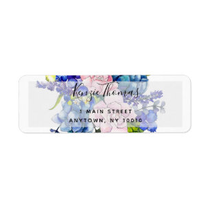 Watercolor Hydrangea Floral Return Address Label
