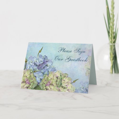 Watercolor Hydrangea Floral _ Sign Guestbook Card