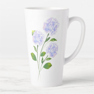 Watercolor Hydrangea Floral Stems Latte Mug