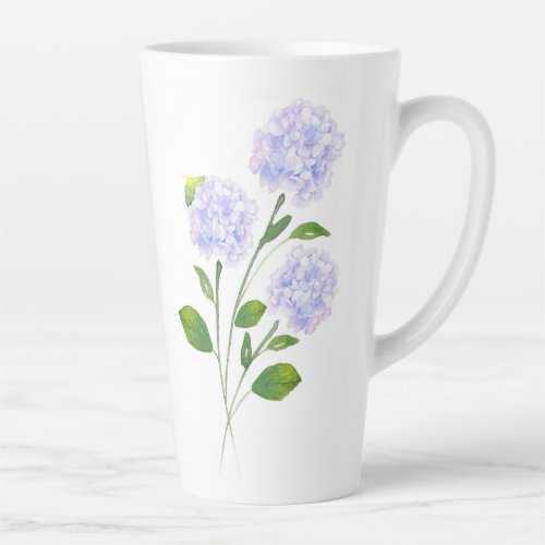 Watercolor Hydrangea Floral Stems   Latte Mug