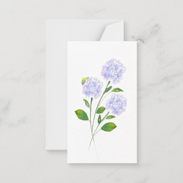 Watercolor Hydrangea Floral Stems   Note Card (Front)