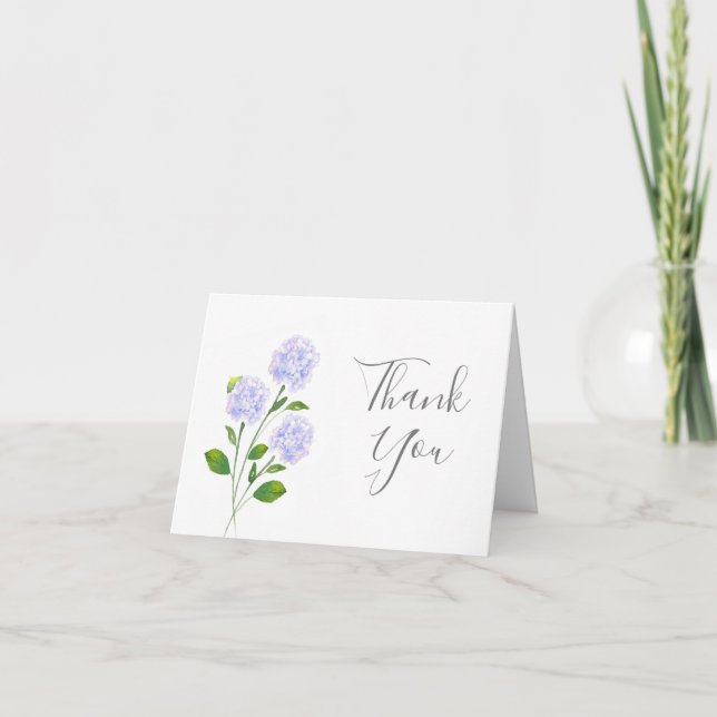 Watercolor Hydrangea Floral Stems Thank You Card (Front)