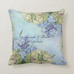 Watercolor Hydrangea Floral Throw Pillow