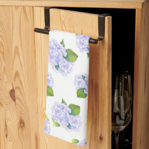 Watercolor Hydrangea Flower Pattern Kitchen Towel