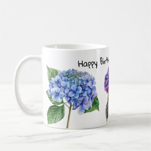 Watercolor hydrangea flowers coffee mugs