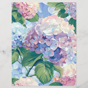 Watercolor hydrangea flowers decoupage tissue