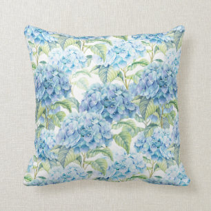 Watercolor Hydrangea Flowers Throw Pillow