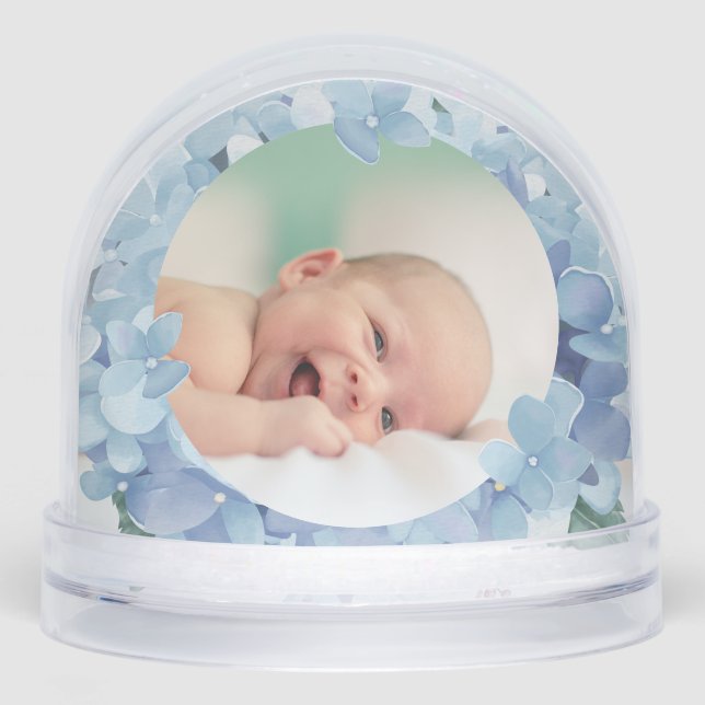 watercolor hydrangea frame Baptism thank you  Snow Globe (Front)