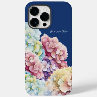 Watercolor Hydrangea Personalized Blue Case-Mate iPhone 14 Pro Max Case