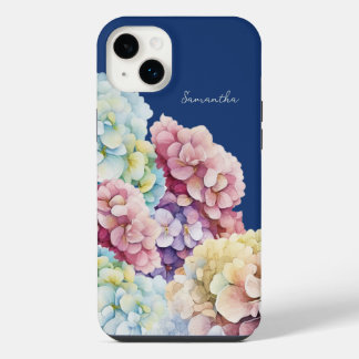 Watercolor Hydrangea Personalized Blue iPhone 14 Plus Case
