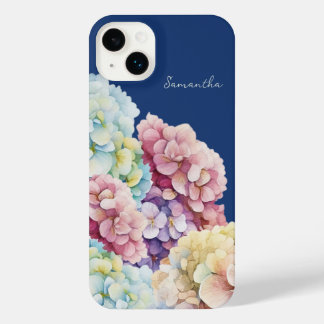 Watercolor Hydrangea Personalized Blue iPhone 14 Plus Case