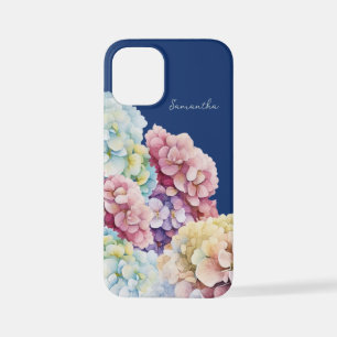 Watercolor Hydrangea Personalized Blue iPhone 12 Mini Case