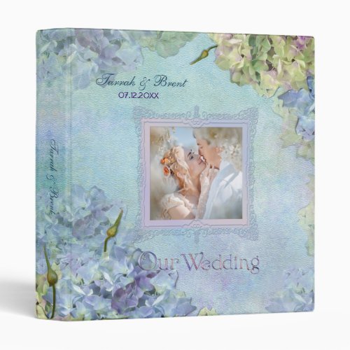 Watercolor Hydrangea Photo Wedding Album Binder