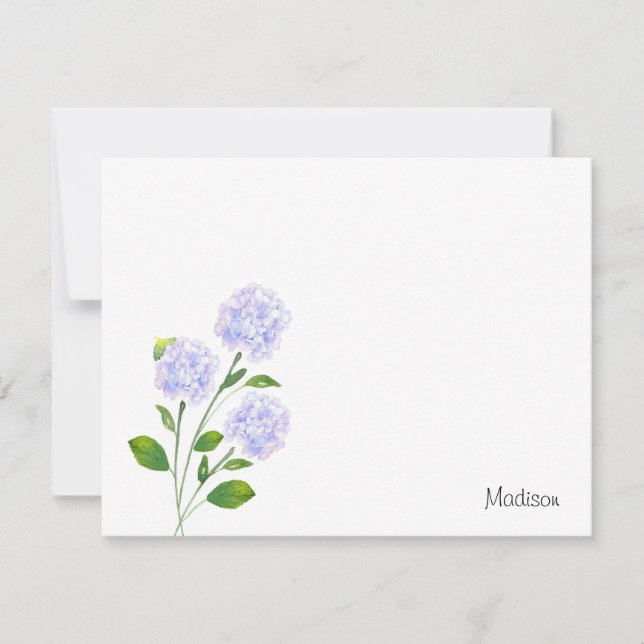 Watercolor Hydrangea Stems  Note Card (Front)