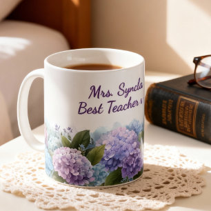 Watercolor Hydrangea Teacher Appreciation Script Coffee Mug