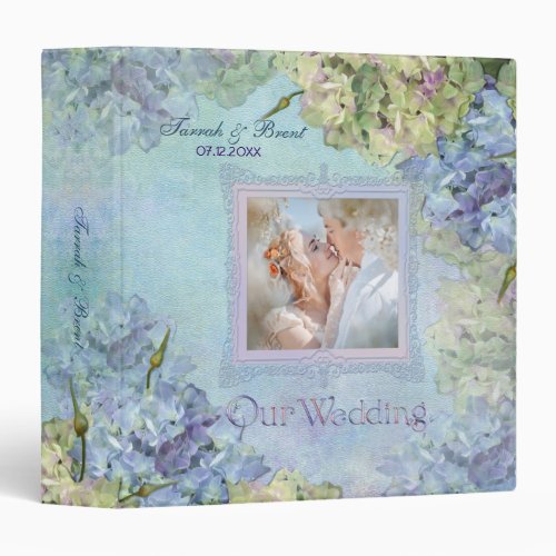 Watercolor Hydrangea Wedding Album _ Customize 3 Ring Binder