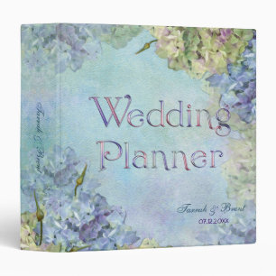 Watercolor Hydrangea Wedding Planner - Customize 3 Ring Binder