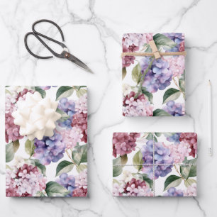Watercolor Hydrangea Wrapping Paper Sheets