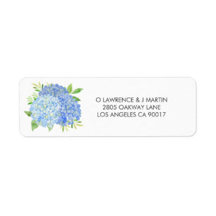 Watercolor Hydrangeas Blue Floral Wedding Label