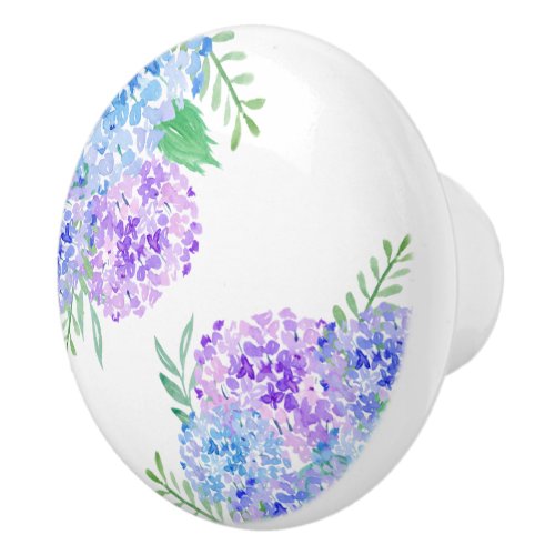 Watercolor Hydrangeas Chic Floral Ceramic Knob