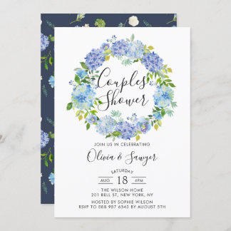 Watercolor Hydrangeas Couples Shower Invitation