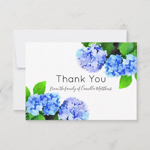 Watercolor Hydrangeas Floral Bereavement Thank You