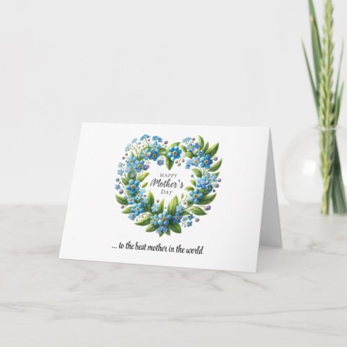Watercolor hydrangeas heart wreath Mothers Day Card