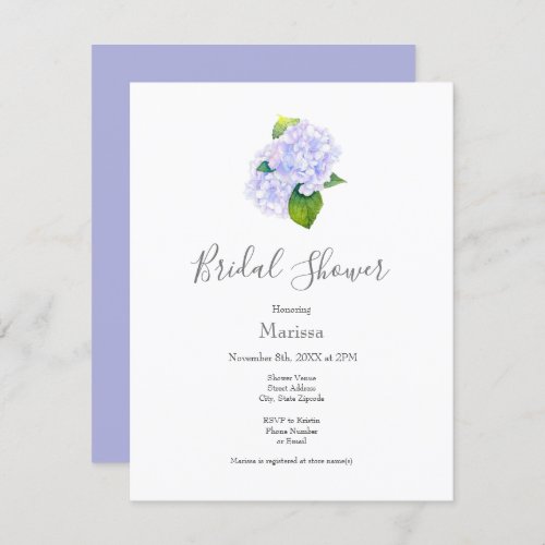 Watercolor Hydrangeas  Invitation