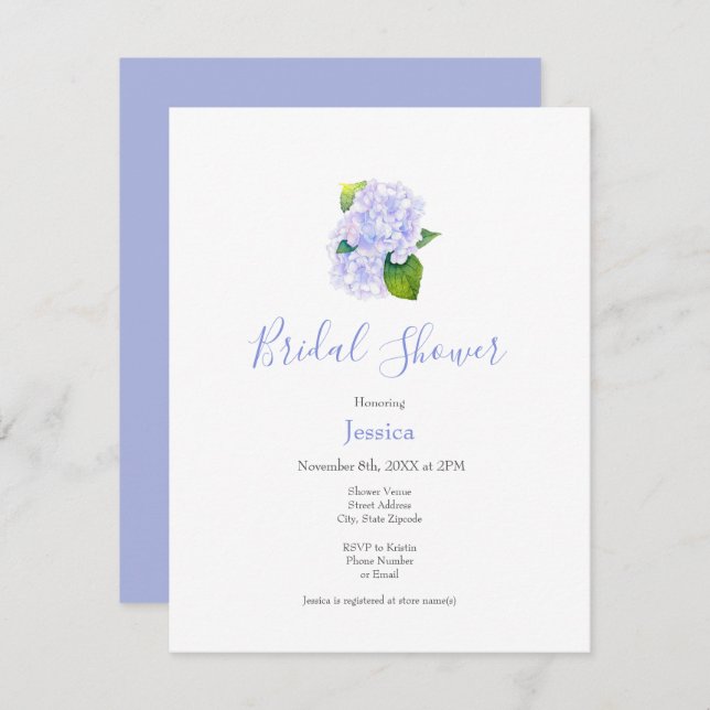 Watercolor Hydrangeas Invitation (Front/Back)