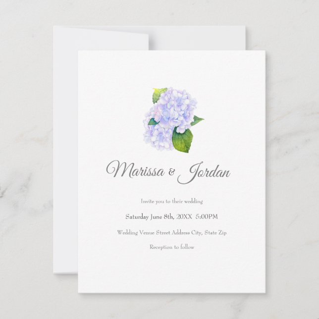 Watercolor Hydrangeas Invitation (Front)