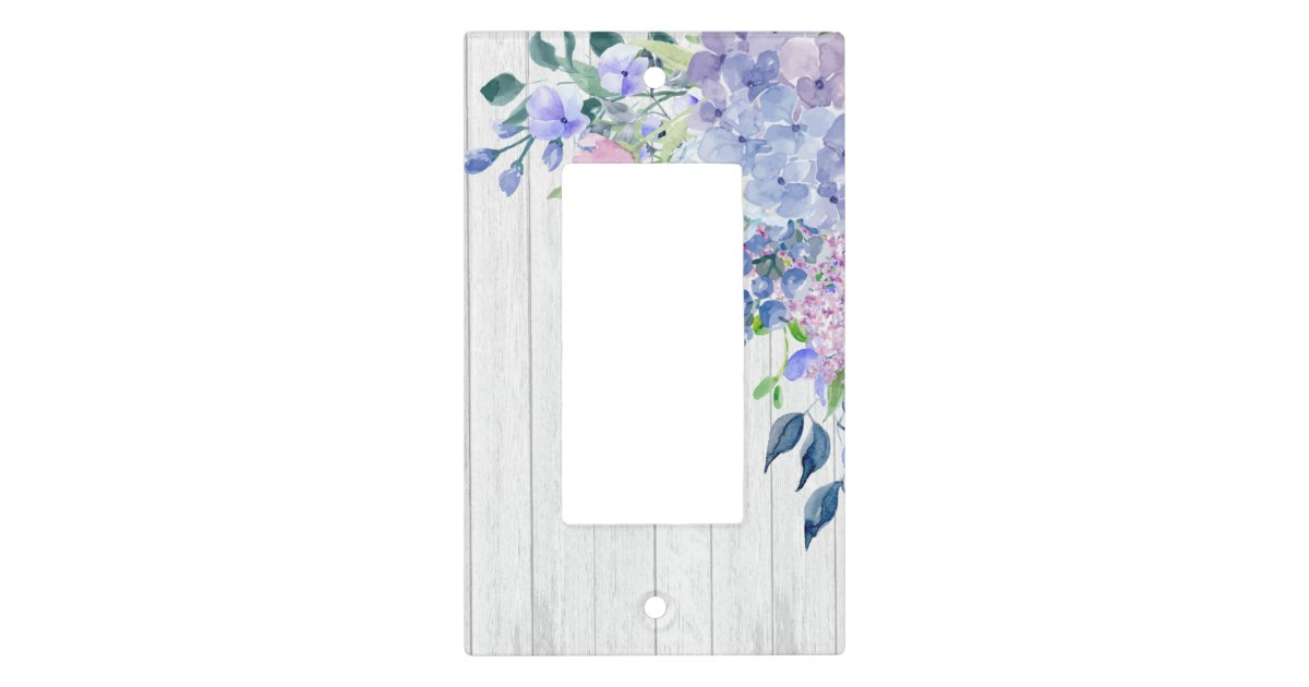 Watercolor Hydrangeas on Rustic Wood Background Light Switch Cover Zazzle