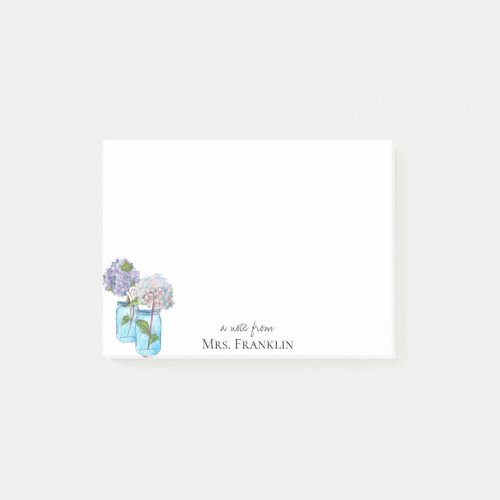 Watercolor Hydrangeas Personalized Post_it Notes