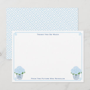 Watercolor Hydrangeas Something Blue Bridal Shower Thank You Card
