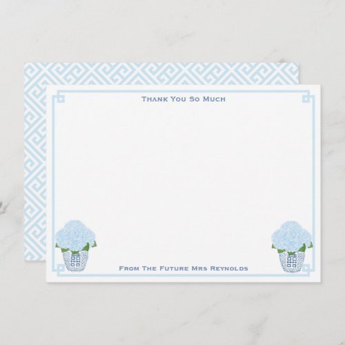 Watercolor Hydrangeas Something Blue Bridal Shower Thank You Card