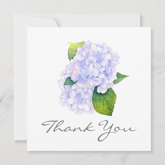Watercolor Hydrangeas Thank You Card (Front)