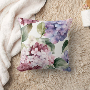 Watercolor Hydrangeas Throw Pillow