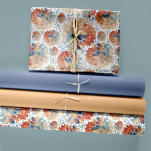 Watercolor Hydrangeas Trio Fall Palette Wrapping Paper Sheets